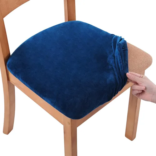 Vista 29 de Smiry - Fundas de asiento de terciopelo para silla de comedor, juego de 2, ajuste elástico, extraíbles y lavables, fundas protectoras de cojín