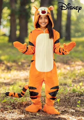 Vista 2 de Disney - Disfraz de Tigger de lujo, disfraz de Halloween con capucha para niños y niñas, con mitones, Winnie the Pooh