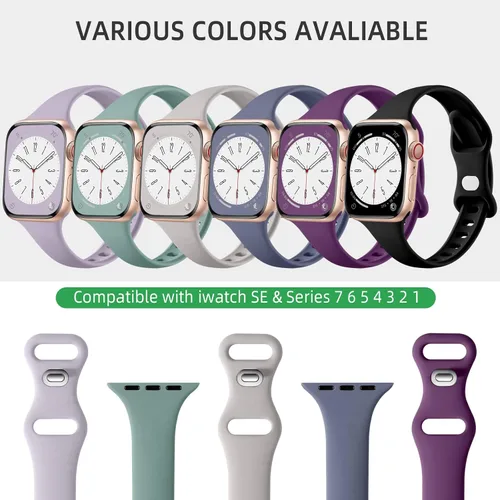Vista 3 de Lerobo Paquete de 6 correas deportivas de silicona compatibles con Apple Watch Series 7, 8, SE, 6, 5, 4, 3, 2, 1