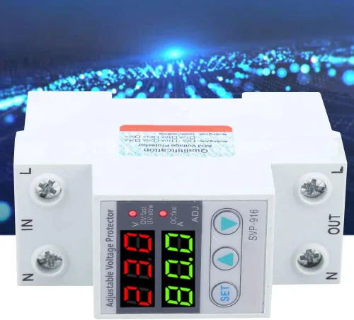 Vista 6 de Walfront SVP‑916 100‑130VAC Protector de voltaje ajustable sobre y bajo voltaje Protector de retardo de plástico Protector de reinicio de retardo 40A