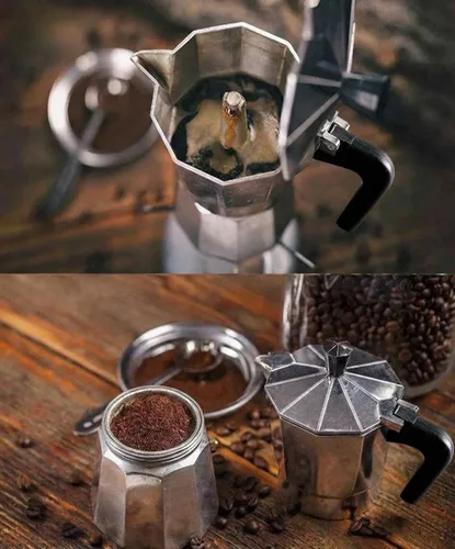 Vista 5 de Cafetera de café expreso italiano para estufa de 3 tazas, cafetera cubana, olla Greca Mocha (básica, 5 oz/5.1 fl oz)