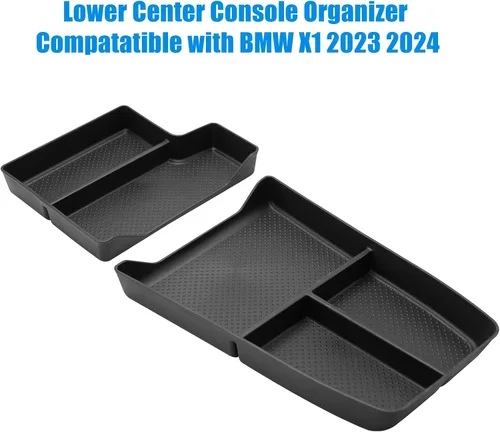 Vista 3 de Jaronx Compatible con la bandeja organizadora de consola central BMW X1 2023 2024 2025 2026 U11, 2 bandejas organizadora de consola inferior, caja