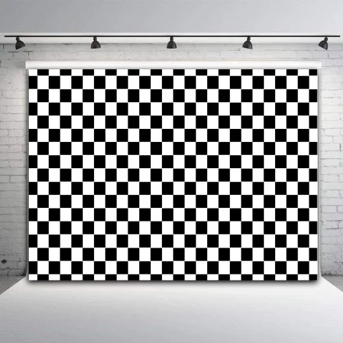 Vista 2 de Fondo de fotografía con textura de carreras en blanco y negro, tablero de ajedrez, cabinas fotográficas, accesorios de estudio, bandera a cuadros