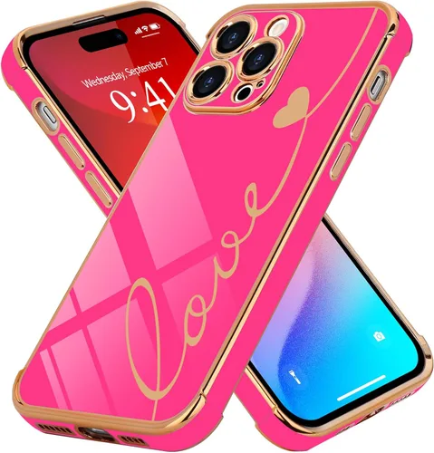 Vista 18 de LCHULLE Funda compatible con iPhone 12 para mujeres y niñas, bonito diseño de corazón de amor con enchapado de lujo, cubierta de TPU suave a prueba