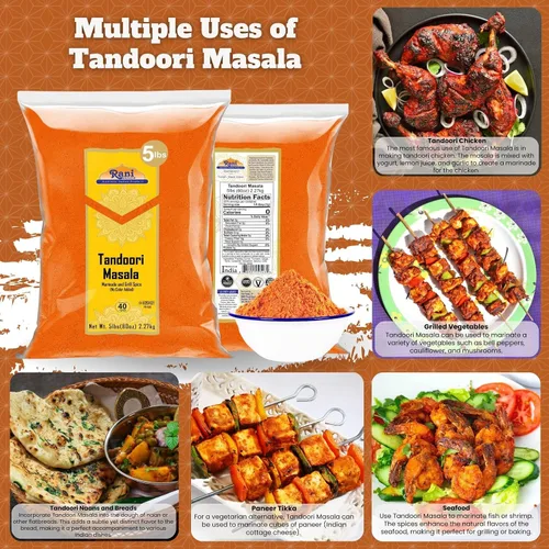 Vista 4 de Rani Tandoori Masala (natural, sin colores añadidos) Mezcla india de 11 especias 80 onzas (5 libras) 5.0 lbs a granel ~ Sin sal Vegano Apto