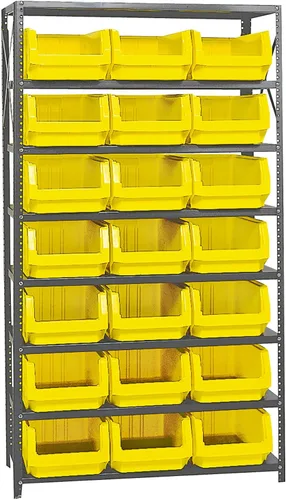 Vista 400 de Quantum QSBU-245BK Heavy Duty Shelving Unit with (7) Shelves and (24) QUS245 Black Bins for Garage Warehouse Storage Distribution 400 lb Load