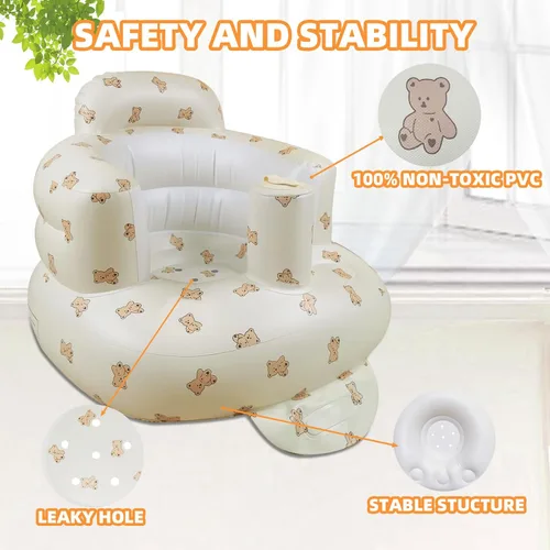 Vista 3 de AGITVPS Asiento de bebé inflable mejorado con bandeja para bebés de 3 a 36 meses, asiento de bumbo con bomba de aire integrada con bandeja, silla