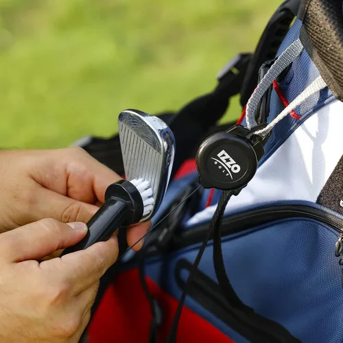 Vista 4 de Izzo Cepillos dobles para palos de golf, incluye un cepillo para palos de golf y cepillo para limpiar ranuras de palos de golf, con bolsa de golf