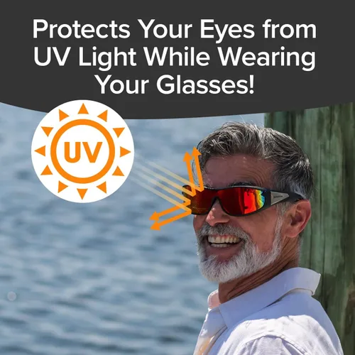 Vista 7 de Wrap Arounds - Lentes de sol polarizados HD, AS-SEEN-ON-TV, se adaptan a tus lentes graduados y lectura, ver más claro, antirreflejos, protegen tus