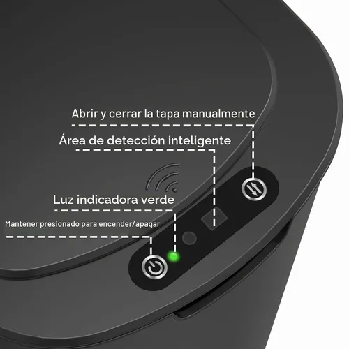 Vista 4 de Botes de Basura de 5 Galones con Sensor de Movimiento para Baño, Botes de Basura Automáticos con Tapa, sin Contacto, Inteligentes, Delgados