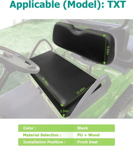 Vista 2 de Cojines de repuesto para asiento de carrito de golf EZGO TXT 1994-2013, juego negro de 2 piezas