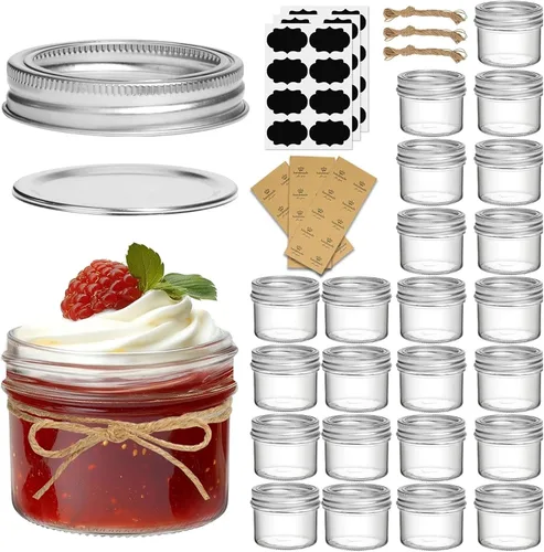 Vista 11 de ComSaf Frascos Mason Pequeños de 2 oz, 48 Piezas Mini Contenedores Mason, Frascos Pequeños para Conservas, Mini Frasco de Vidrio con Tapas