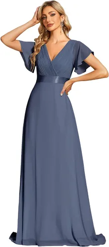 Vista 35 de Ever-Pretty Vestidos formales de mujer para madre de la novia, de manga corta, de chifón, con cintura imperio, de largo hasta el suelo, para dama