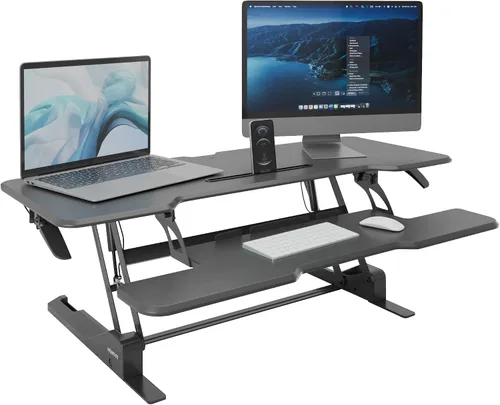 Vista 9 de Mount-It! Convertidor de escritorio de pie ajustable en altura, elevador compacto de escritorio de mesa de 30 pulgadas de ancho con resorte de gas