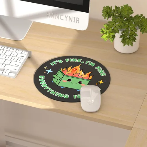 Vista 2 de Hancynir Paquete de 2 alfombrillas para mouse con diseño de basurero en llamas, divertida y bonita alfombrilla de mouse para accesorios