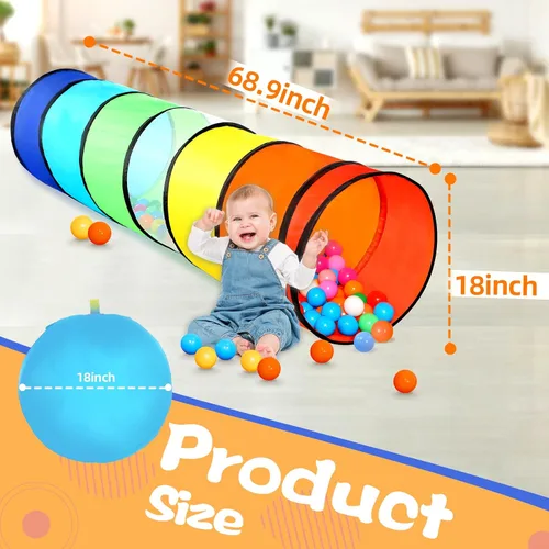 Vista 7 de GeerWest Túnel para niños pequeños para niños, juguete de túnel desplegable para niños y perros, juego en interiores y exteriores, regalos