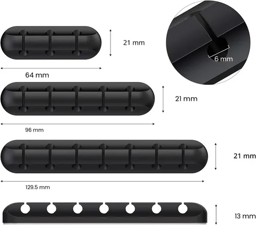 Vista 4 de SOULWIT Clips de soporte para cables, paquete de 3 clips organizadores de cables de silicona autoadhesivos para escritorio, cable de carga USB