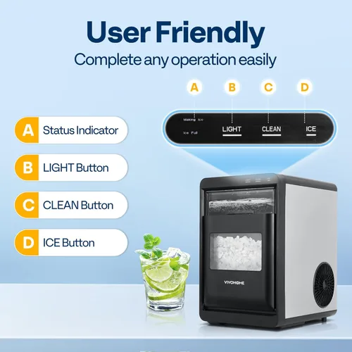 Vista 7 de VIVOHOME Máquina eléctrica para hacer cono de nieve, color plateado, 143 libras/hora con palillo de hielo para uso doméstico y comercial y máquina
