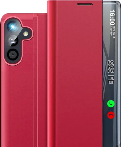 Vista 45 de Funda de teléfono para Samsung Galaxy A16 5G, Clear View Window Funda delgada de lujo para teléfono Galaxy A16 con soporte, funda protectora