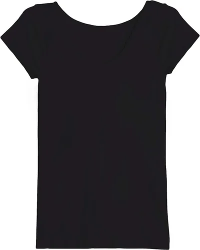 Vista 5 de NIKIBIKI Top ajustado con cuello redondo y manga casquillo sin costuras para mujer, fabricado en Estados Unidos, talla única