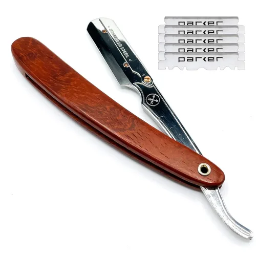 Vista 8 de Parker SRP - Maquinilla de afeitar recta con mango de madera de pino, 5