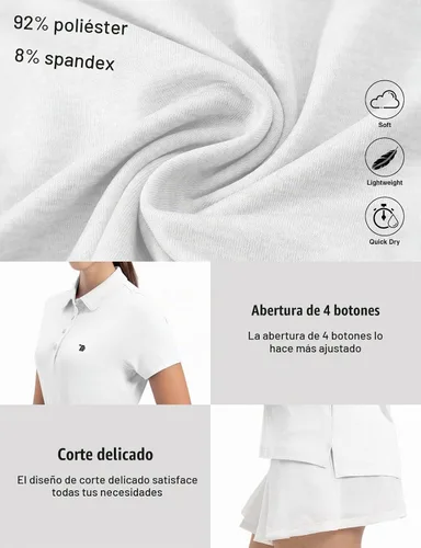 Vista 6 de TBMPOY Camisetas polo de golf de manga corta para mujer, ligeras, con absorción de humedad, con cuello, T-shirt de secado rápido de 4 botones
