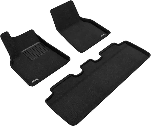 Vista 8 de 3D MAXpider Tapete elegante de ajuste personalizado (negro) compatible con Tesla Model Y 5-Seat 2020 - Juego completo