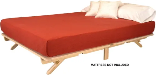Vista 3 de KD Frames Cama Plegable con Plataforma - Marco de Cama Individual - Marco de Cama de Madera Sin Acabado - Cama Individual Plegable - Cama Natural
