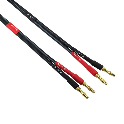 Vista 3 de WJSTN Paquete de 2 adaptadores de cable de altavoz RCA a Banana Plug de 1 pie, 12 AWG, 2 unidades, rojo + negro, interior, macho a macho, 15