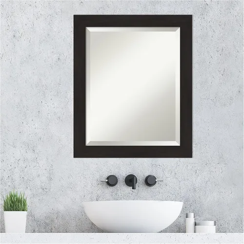 Vista 6 de Amanti Art 24x20 Bathroom Vanity Mirror, Furniture Espresso Narrow Frame, Rectangular Wall Mirror, Beveled Edge, Hangs Horizontally or Vertically