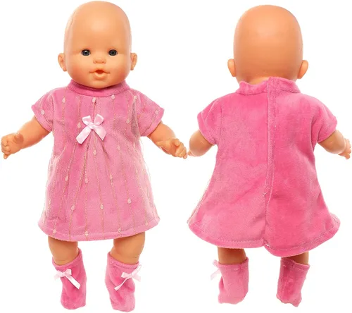 Vista 4 de Ropa de muñeca de bebé, traje rosa lindo casual con abrigo de vestir