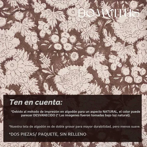 Vista 3 de DOMVITUS Fundas de almohada florales de 18 x 18 pulgadas, juego de 2, fundas de almohada vintage con estampado en bloque, fundas de almohada