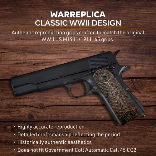 Vista 60 de WWII US M1911 / 1911 .45 Puños de madera - Reproducción