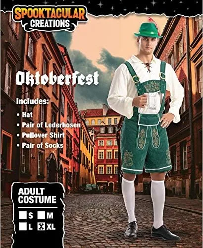 Vista 2 de Disfraz de Oktoberfest bávaro alemán para hombre juego verde para fiesta de disfraces de Halloween y festival de cerveza fiesta temática alemana