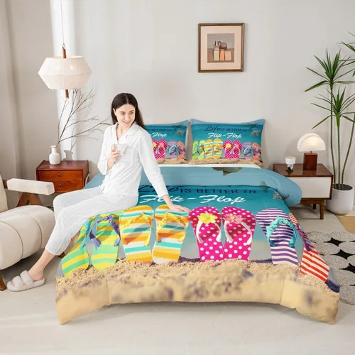 Vista 17 de Juego de edredón Lake House tamaño Twin, juego de ropa de cama náutica de navegación con ancla de 2 piezas para decoración de habitación de niños