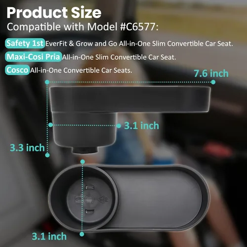 Vista 3 de Maxi-COSI Pria - Paquete de 2 bandejas para asiento de automóvil con portavasos para seguridad 1st EverFit & Grow and Go Cosco todo en uno
