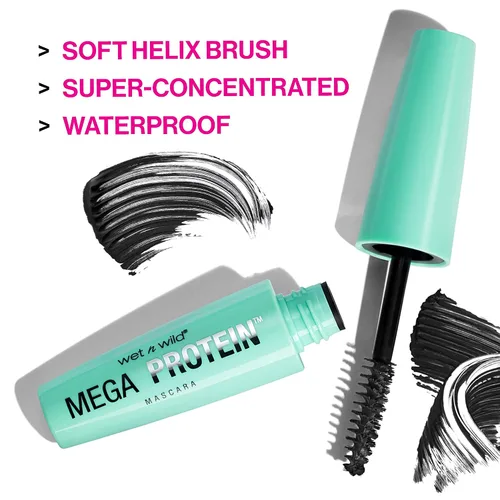 Vista 3 de wet n wild Máscara impermeable Mega Protein, muy negra, 0.21 onzas, C154A