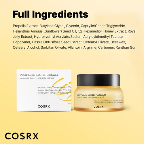 Vista 7 de COSRX Crema ligera de propóleo Full Fit, 2.19 onzas líquidas, propóleos 64.5%, hidratante hidratante diario y nocturno, cuidado de la piel coreano