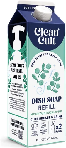 Vista 13 de Cleancult Repuesto líquido de jabón para platos (32 onzas, 1 unidad) – Poder de limpieza a base de plantas – Jabón para platos que corta la grasa