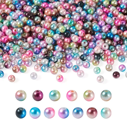 Vista 23 de Craftdady - 500 piezas de cuentas de vidrio redondas de 4 mm esmeriladas transparentes con cristal mate. Cuentas de vidrio esféricas pequeñas y 20