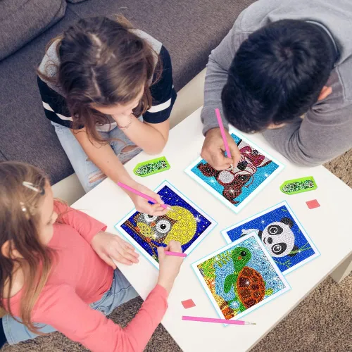 Vista 4 de Arte de diamantes para niñas, manualidades para niños de 6 a 12 años, gemas y manualidades para principiantes, 4 piezas de diamantes de imitación