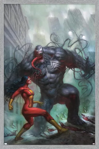 Vista 12 de Trends International Marvel Comics-Spider-Woman-Venom #161 - Póster de pared, 14.725 x 22.375 pulgadas, versión enmarcada de madera de granero
