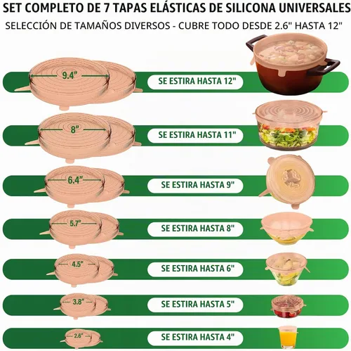 Vista 2 de Tapas elásticas de silicona reutilizables para almacenamiento de alimentos en el refrigerador, fundas elásticas resistentes al calor, tazas, latas