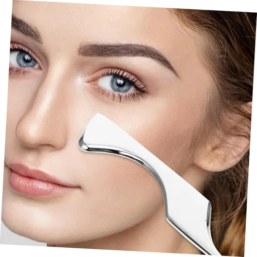 Vista 3 de FOMIYES Cuchillo para fascia de acero inoxidable, raspador de masaje, espátula facial, masajeador facial, raspador de masaje Guasha, herramientas