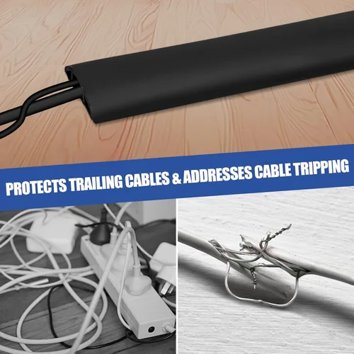 Vista 6 de Cubierta autoadhesiva para cables de suelo, gestión de cables de 3.3 pies, protector de tira de extensión para cables, evita tropiezos de cables
