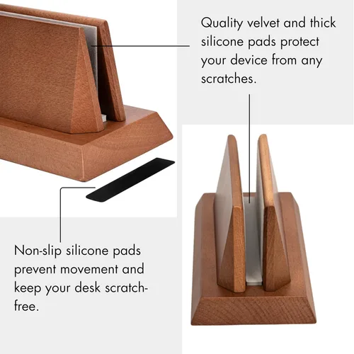 Vista 5 de ZMARKRAFT® Soporte vertical ajustable para laptop compatible con todas las computadoras portátiles, soporte de madera maciza para MacBook, soporte