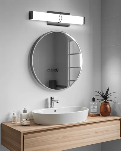 Vista 5 de Lámparas de baño sobre espejo, luces modernas de tocador de 16 pulgadas para baño, barra de luz LED regulable de 20 W, 2000 lm, accesorios de Negro