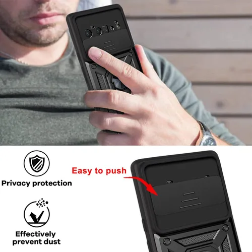 Vista 4 de Funda para Google Pixel 6A, funda de TPU + PC de grado militar para Google Pixel 6A, soporte integrado, diseño de doble capa, funda de protección