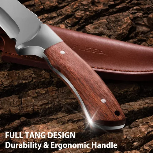 Vista 6 de Flissa Kit de aderezo de campo de caza y cuchillo de caza con funda de cuero