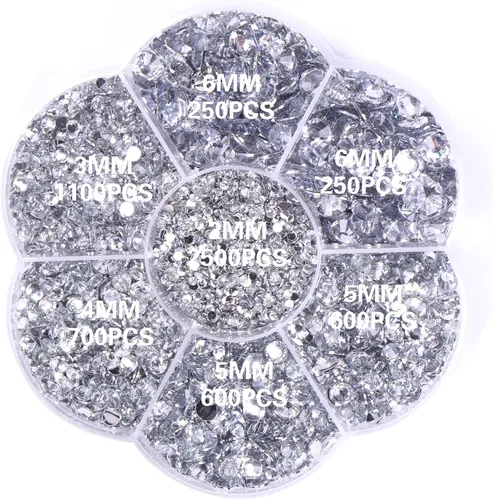Vista 2 de RODAKY 6000 diamantes de imitación de resina con parte trasera plana para manualidades, diamantes de imitación de cristal redondos blancos de 0.18 a